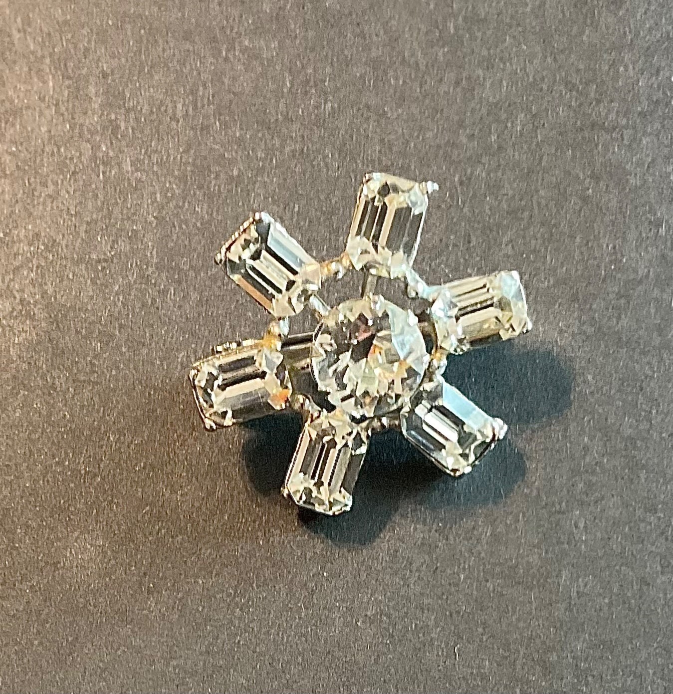 Vintage Signed Coro Rhinestone Pin Brooch Six Spokes Grandmother’s Brooch/Pin