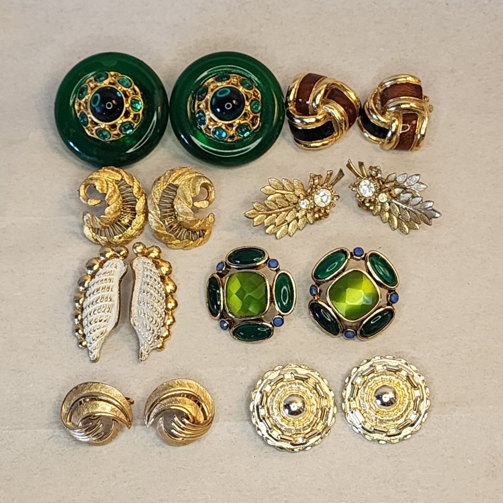 Lot 8 Pair Vintage Clip Earrings All Signed / Marked
