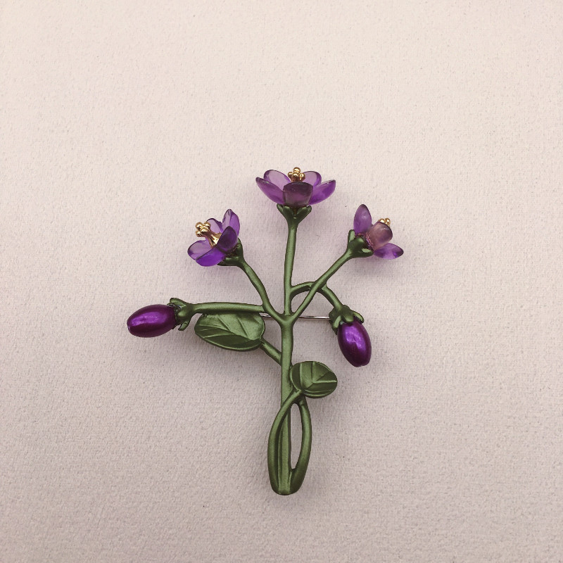 Vintage Green Color Plant Pearls Brooch Pin Flower Brooch For Women Jewelry Gift