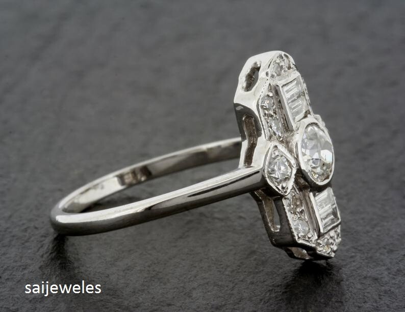 Vintage Art Deco 1.20CT Round Lab-Created Diamond Wedding Ring 14K White Gold FN