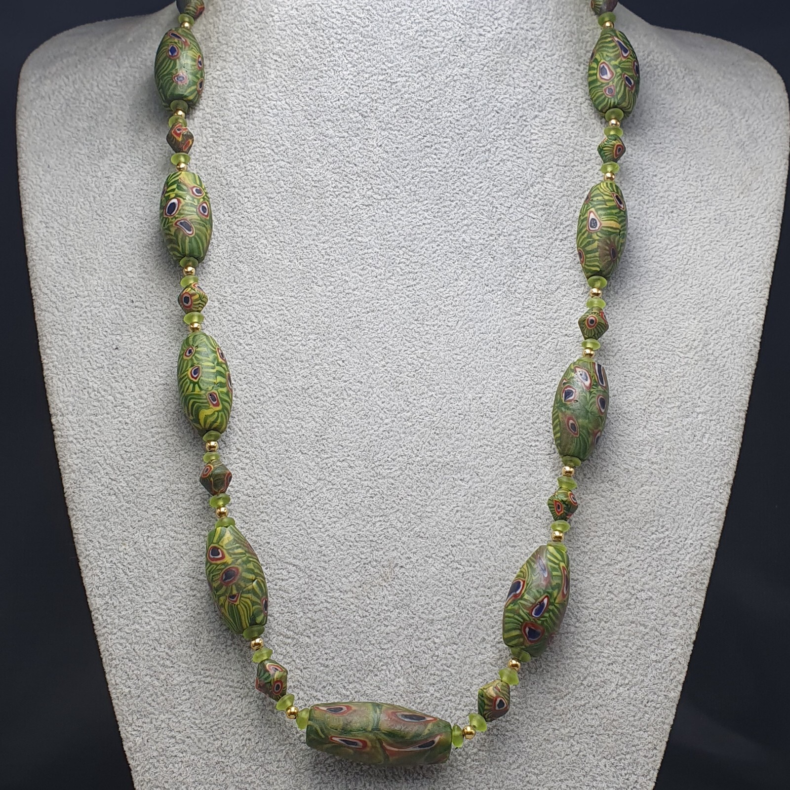 Vintage Venetian Style Amazing Gabri Eyes Glass Beaded Necklace