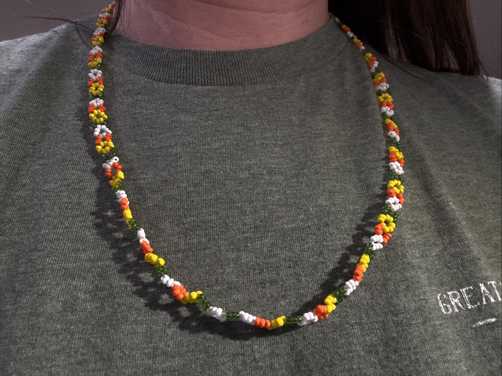 Set Of 2 Vintage Beaded Necklaces Floral, Blue, BOHO Hippie