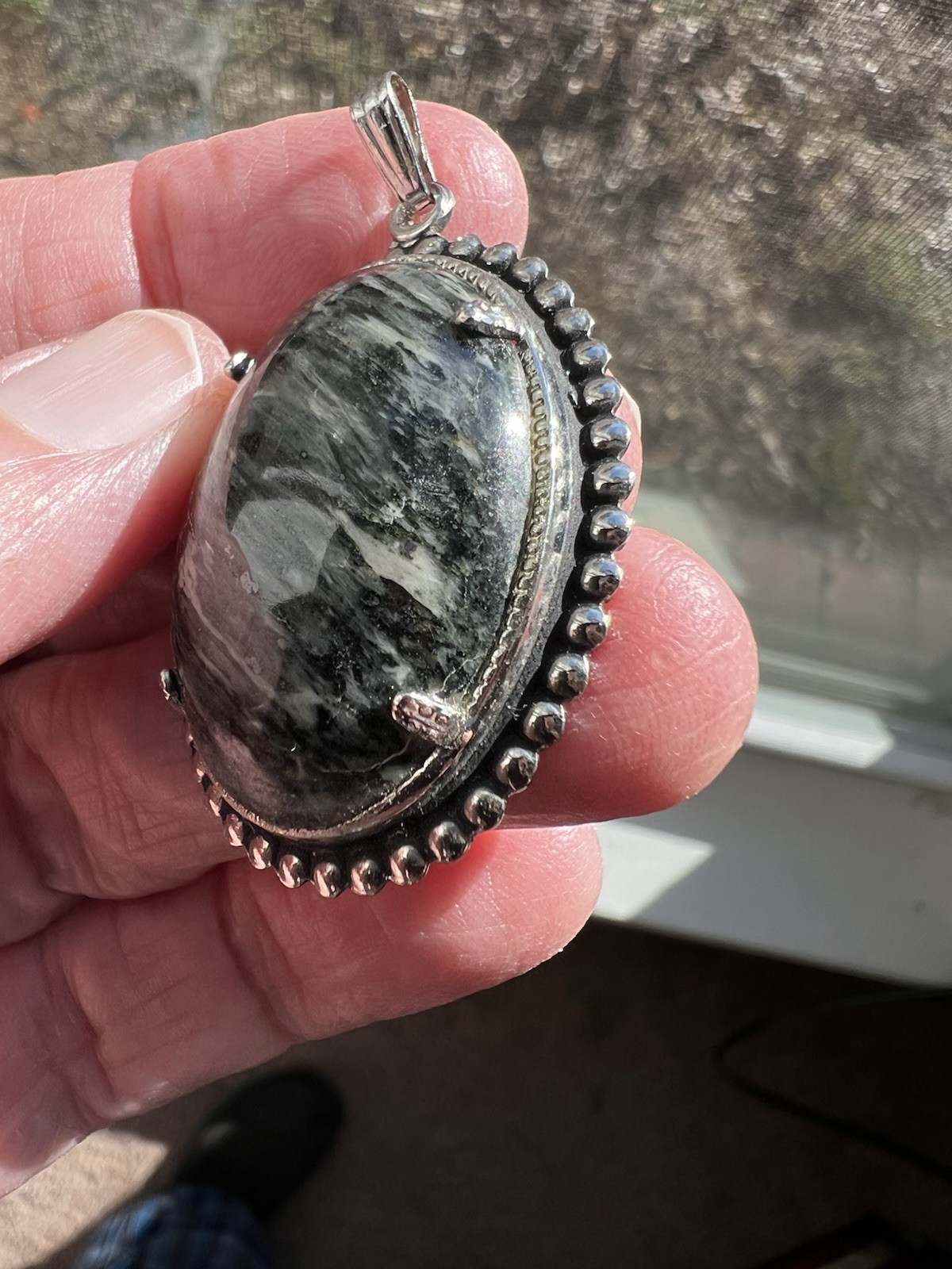 Authentic Vintage Semiprecious Gemstone Cabochon Pendant