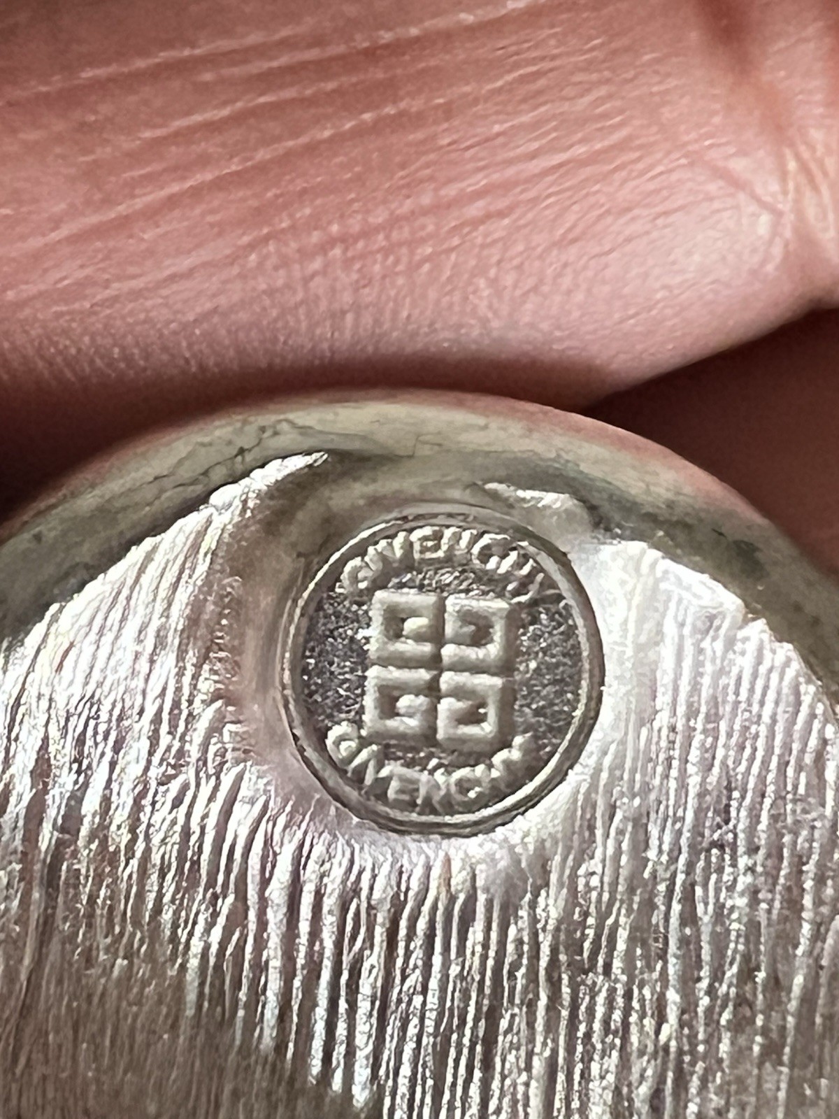 Vintage 80s Givenchy Clip On Earrings 4G Logo OLD MONEY Signed Satin Silver Tone