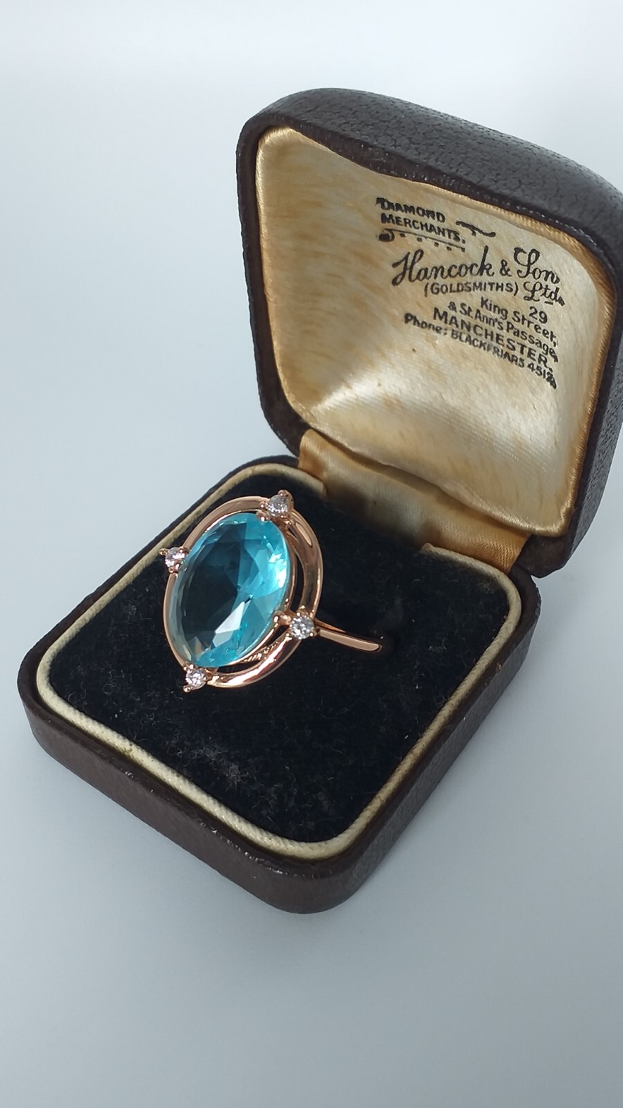 Vintage 1990-s 14 Ct Rolled Gold Aquamarine Ring Size UK N US 6 3/4- Hallmarked!