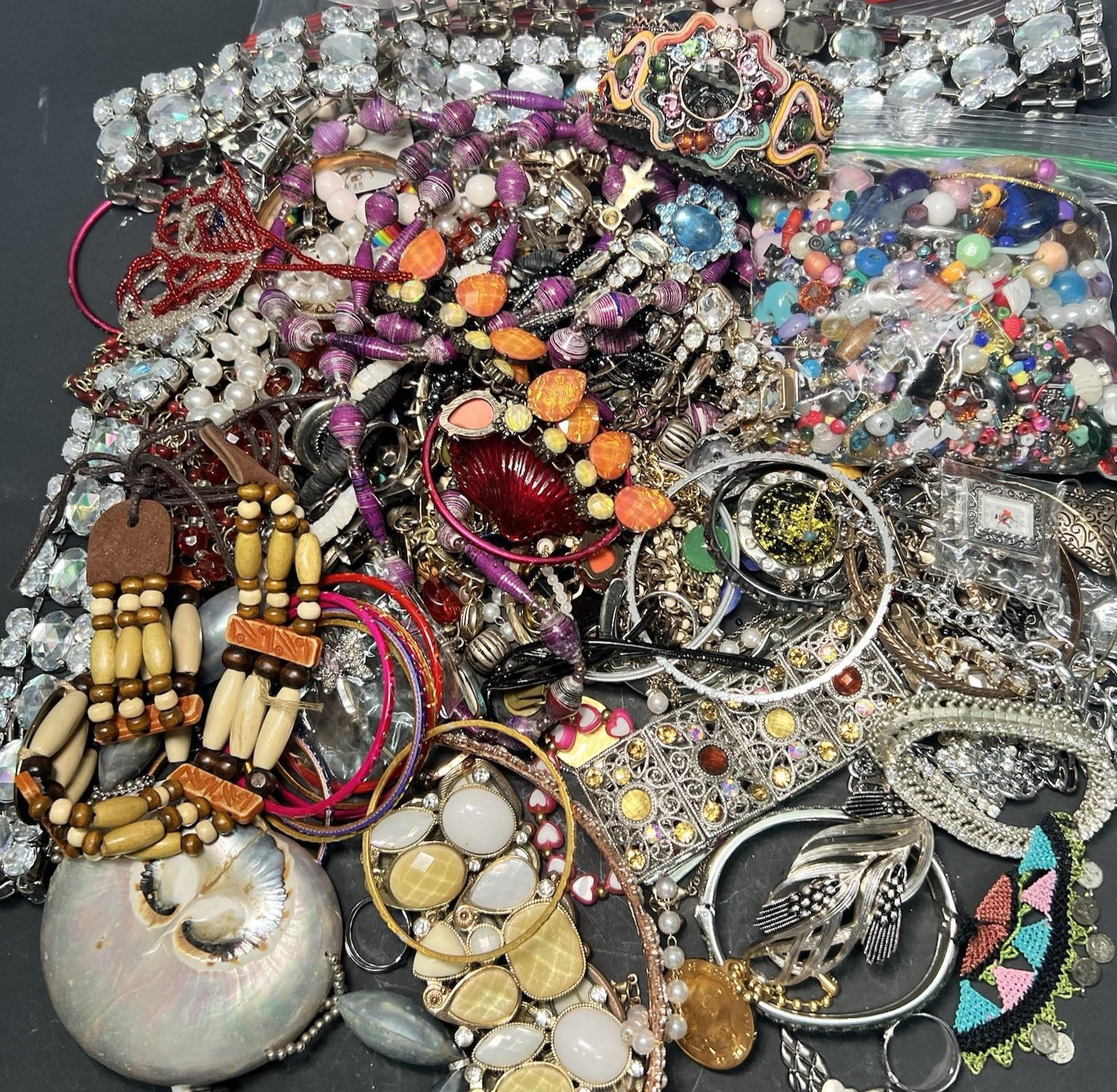 5 LB Junk Drawer Jewelry Lot Stuff Wear Repair Harvest vtg-now etc AS IS scrap Q
