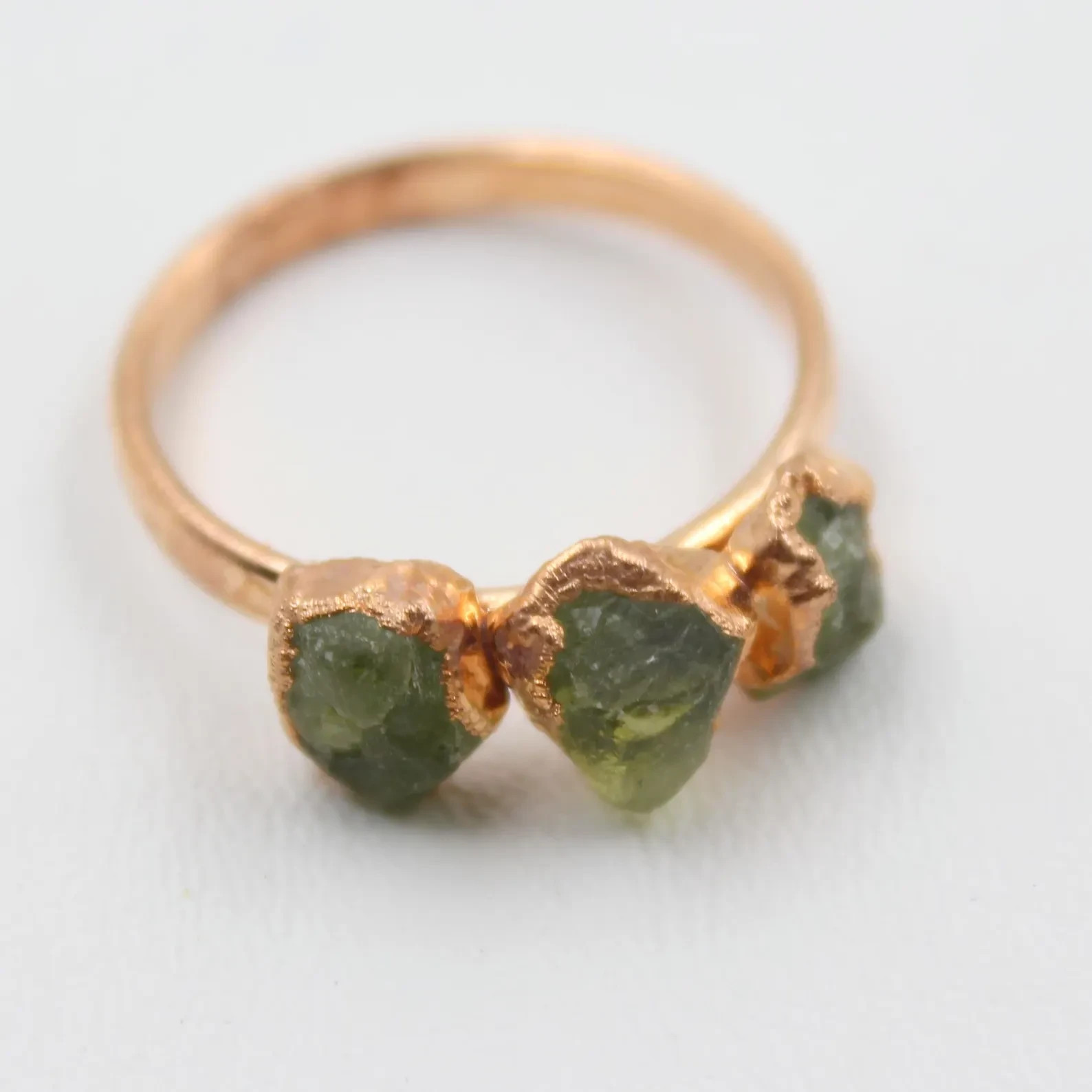 Peridot Gemstone Ring, Ring, Rough Gemstone Ring For Her, Material Brass Ring