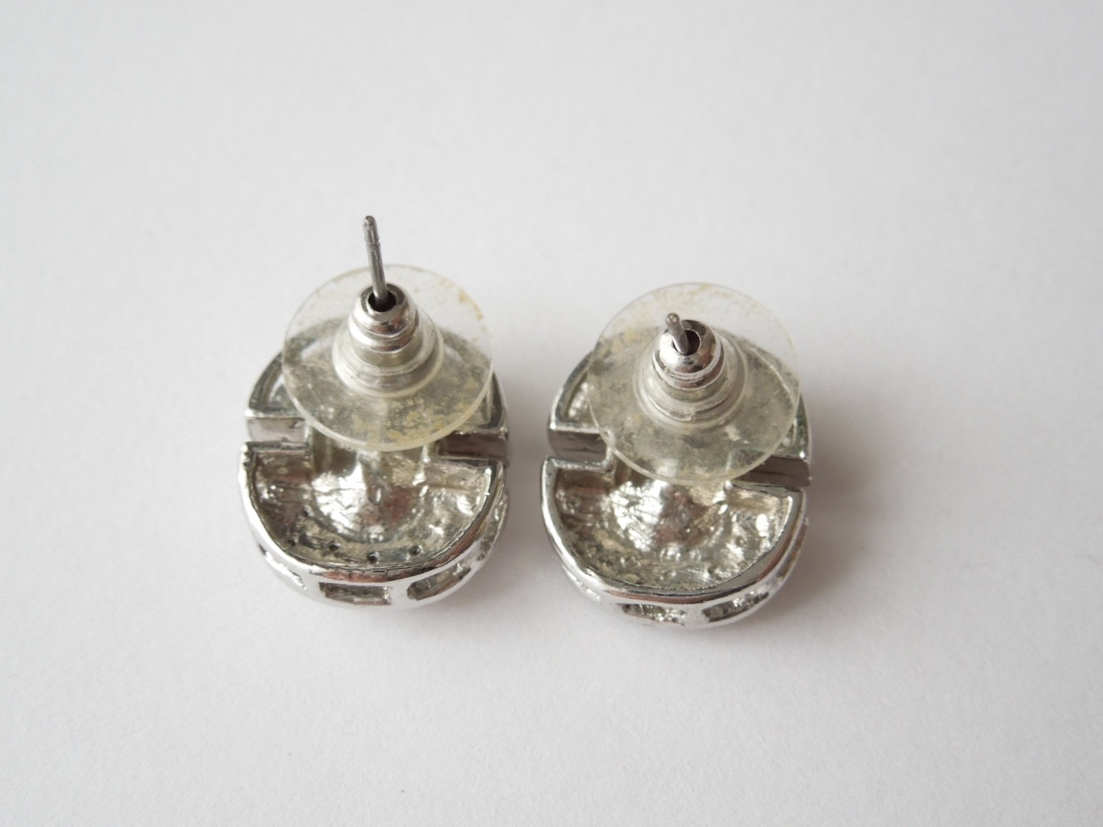 Earrings Studs Silver-Colored Rhinestones Red + Colorless 7.2 G / 1.6 X 1.4 Cm