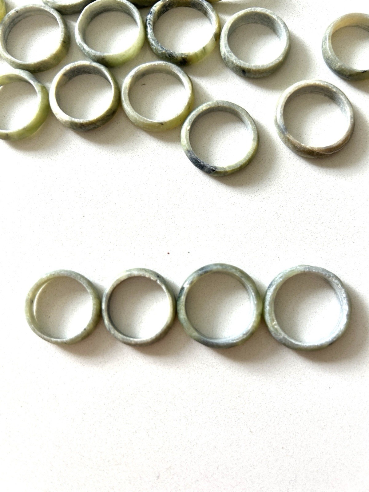65pcs Vintage Natural Jade Rings Unpolished Assorted Sizes 6 – 8