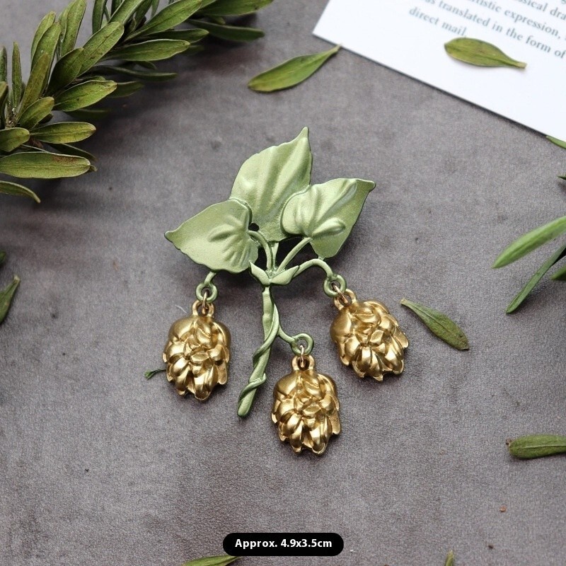 Vintage Green Color Plant Pearls Brooch Pin Flower Brooch For Women Jewelry Gift