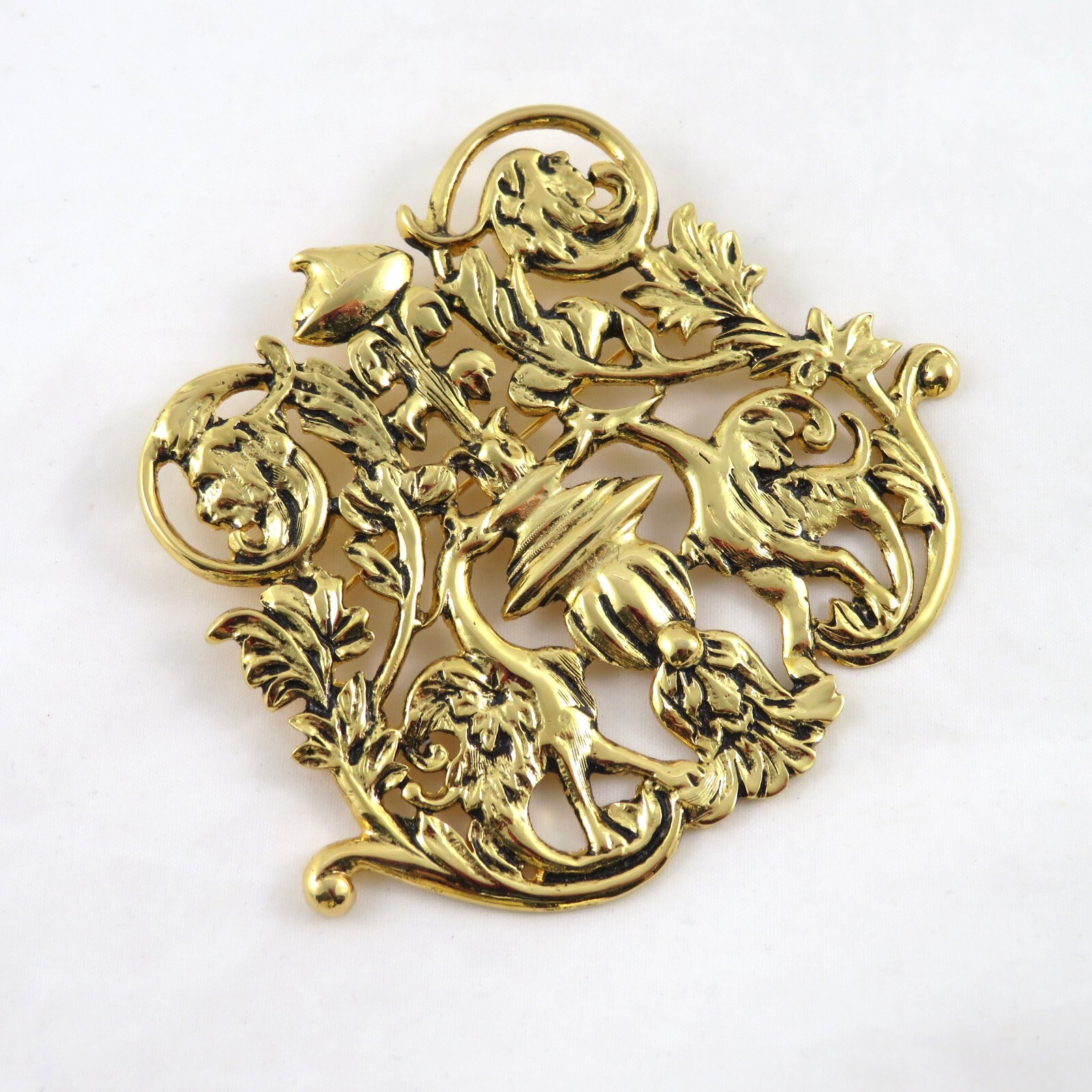 Beverly Sills Brooch Mythical Creatures Gold Tone Vintage