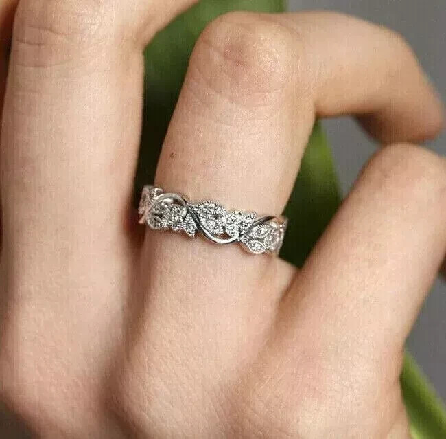 Art Deco Style Lab-Created Diamond Bridal Wedding Ring Set 14K White Gold Finish