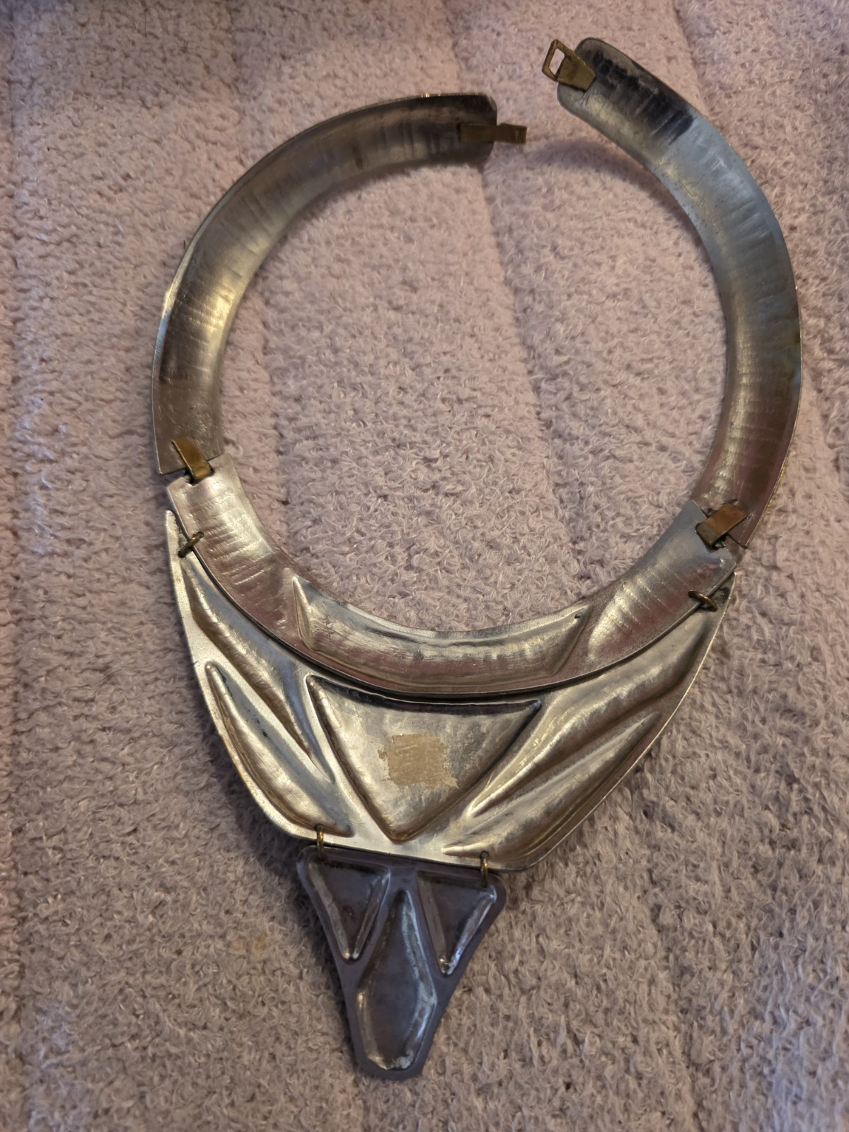 Vintage Morita Gil Designer Blue Lapis Metallic Bronze Collar Necklace Large