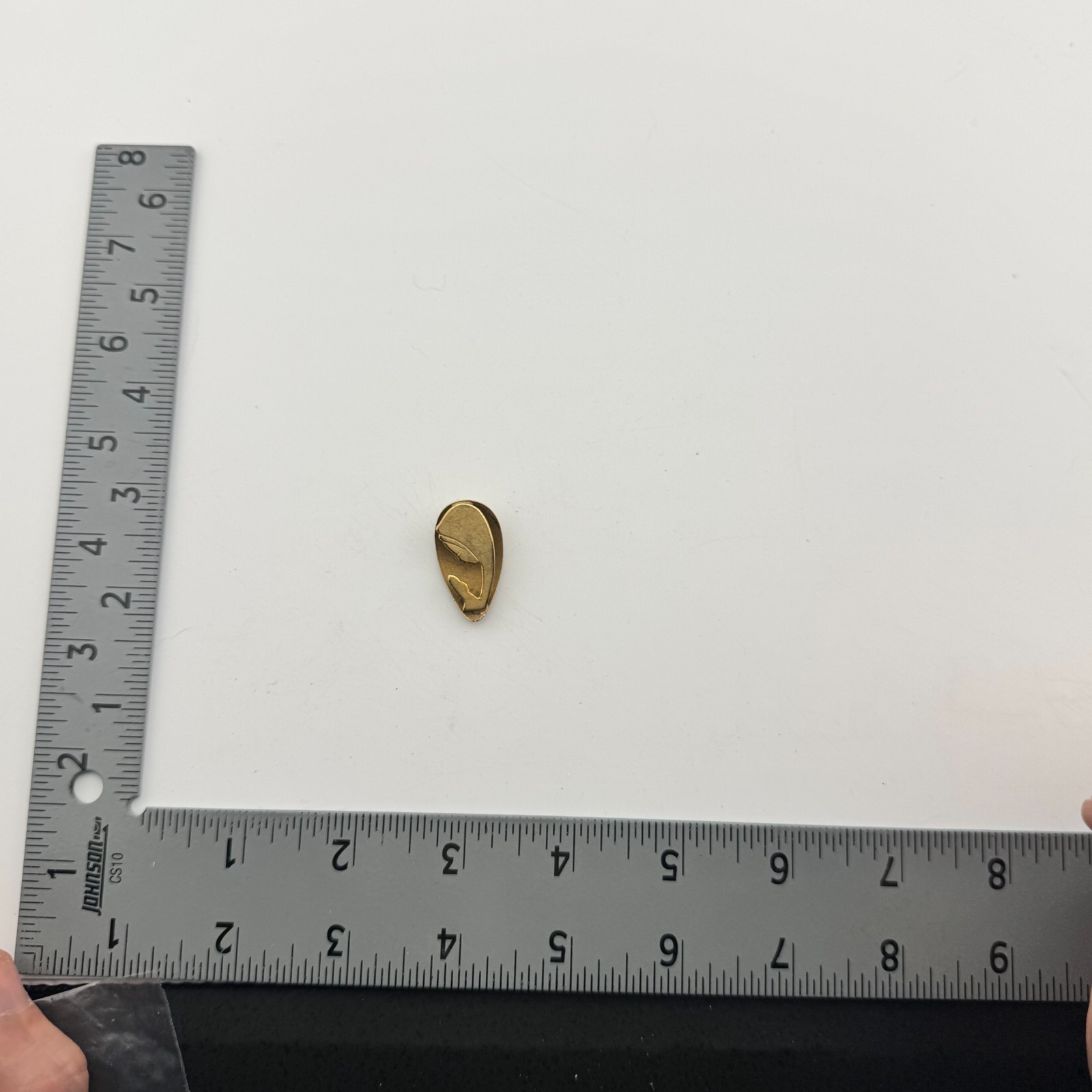 Vintage Gold Tone Abstract Modernist Pendant Charm Leaf Cutout Small Mother Mary