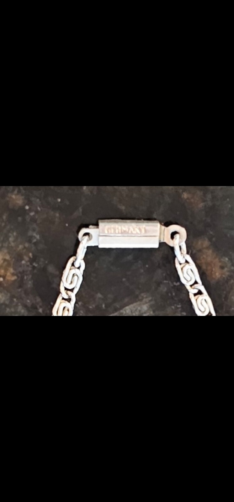 Chain Necklace Silver Tone Marked Germany Fold Over Clasp 18″