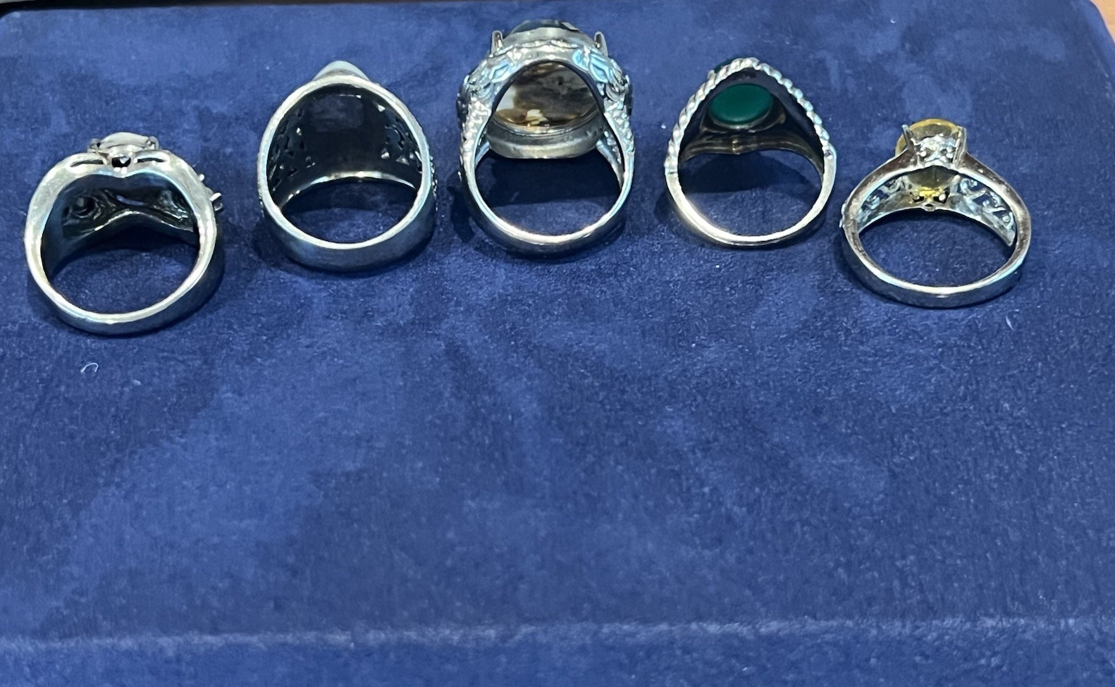 Vintage Stainless Steel Rings Costume Chunky Jewelry Lot Of 5. Size 9