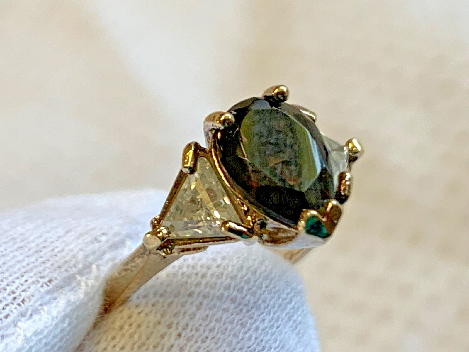 Vtg Sterling Silver Gold Vermeil Ring 3.9g Fine Jewelry Sz 6.75 Smoky Stone
