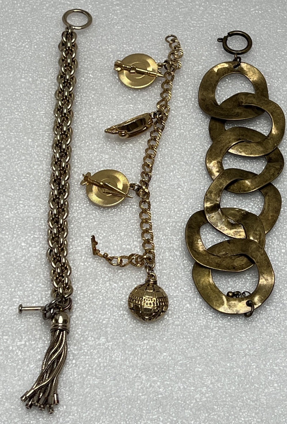 Lot Of 3 Gold & Brass Tone Bracelets