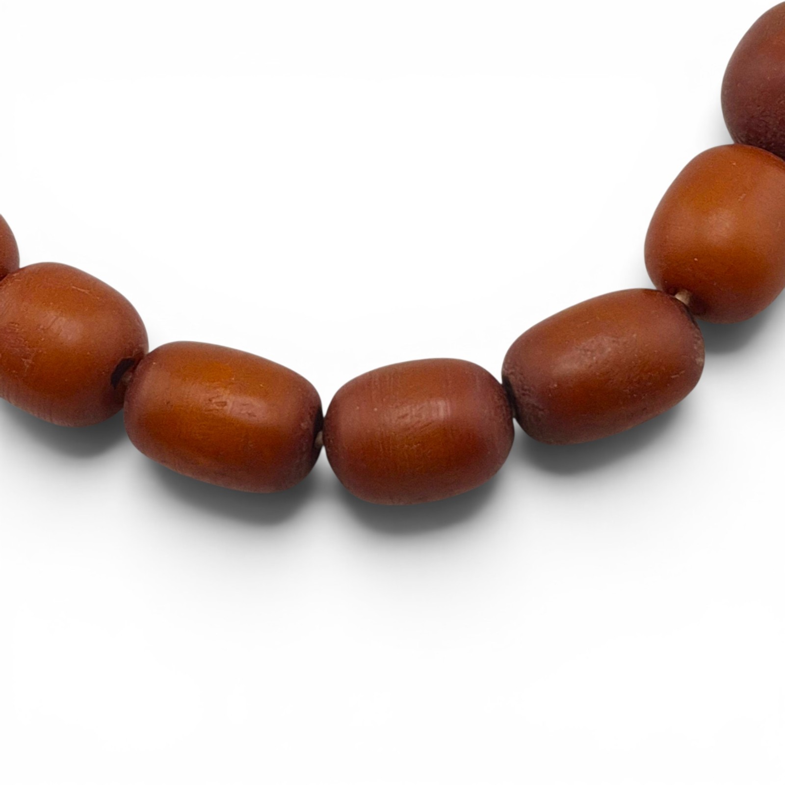 Vintage Natural Sumatran Amber Bead Necklace 49.83g Graduated Barrel Strand