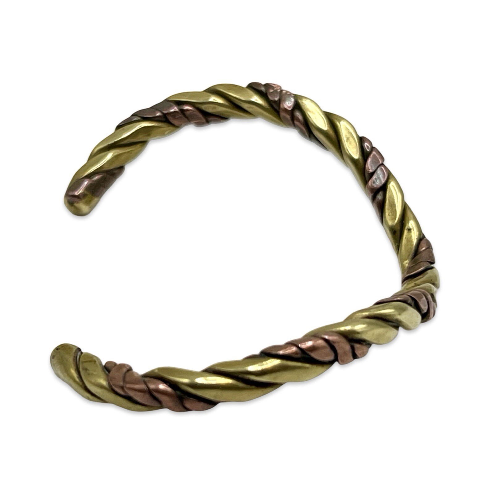 Vintage/Retro 1970s Twisted Copper & Brass Chevron Shaped Unisex Cuff Bracelet