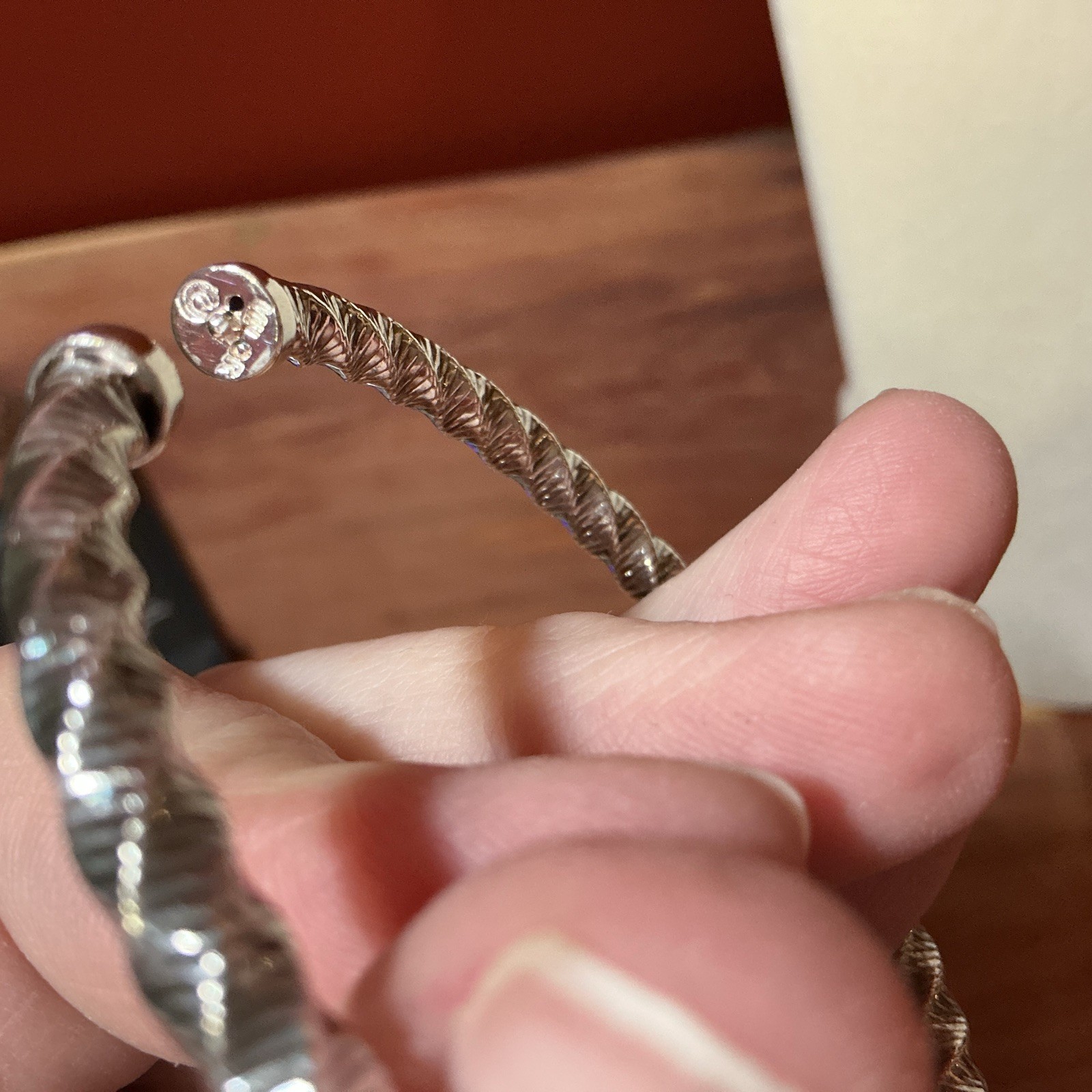 Vintage 950 Silver Milor Italy Twist Hinged Bangle Bracelet 7″
