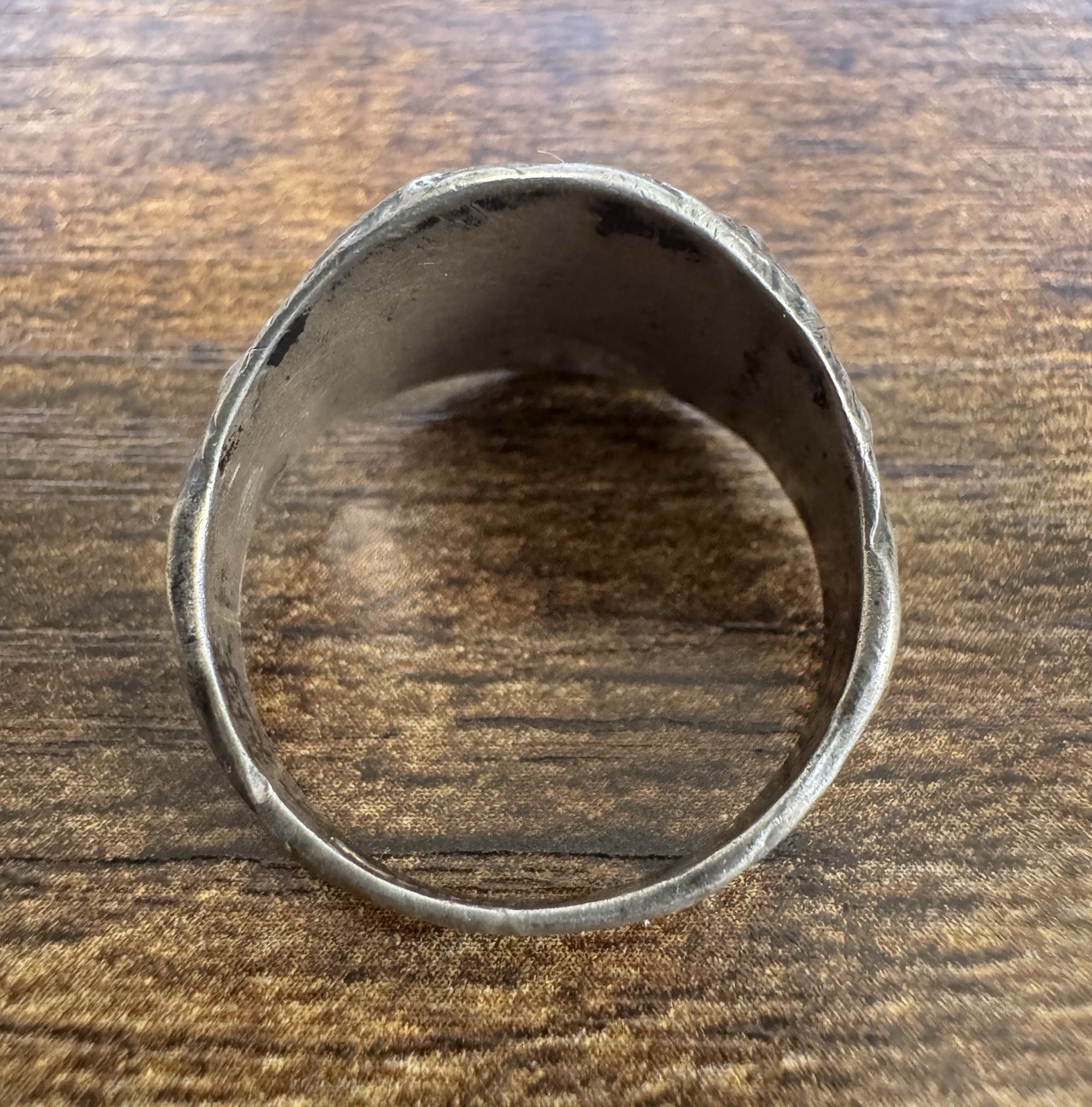 Vintage US Army Eagle & Art Nouveau Style Nude Woman Sterling Silver Signet Ring