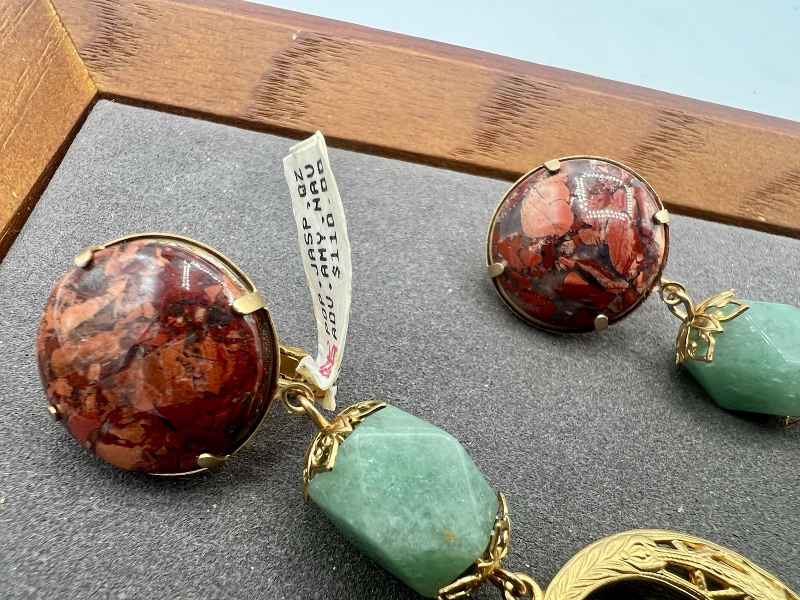VTG Chandelier Gemstone Bead Pierced Earrings Saks Fifth Ave NOS RO-DO 1980s