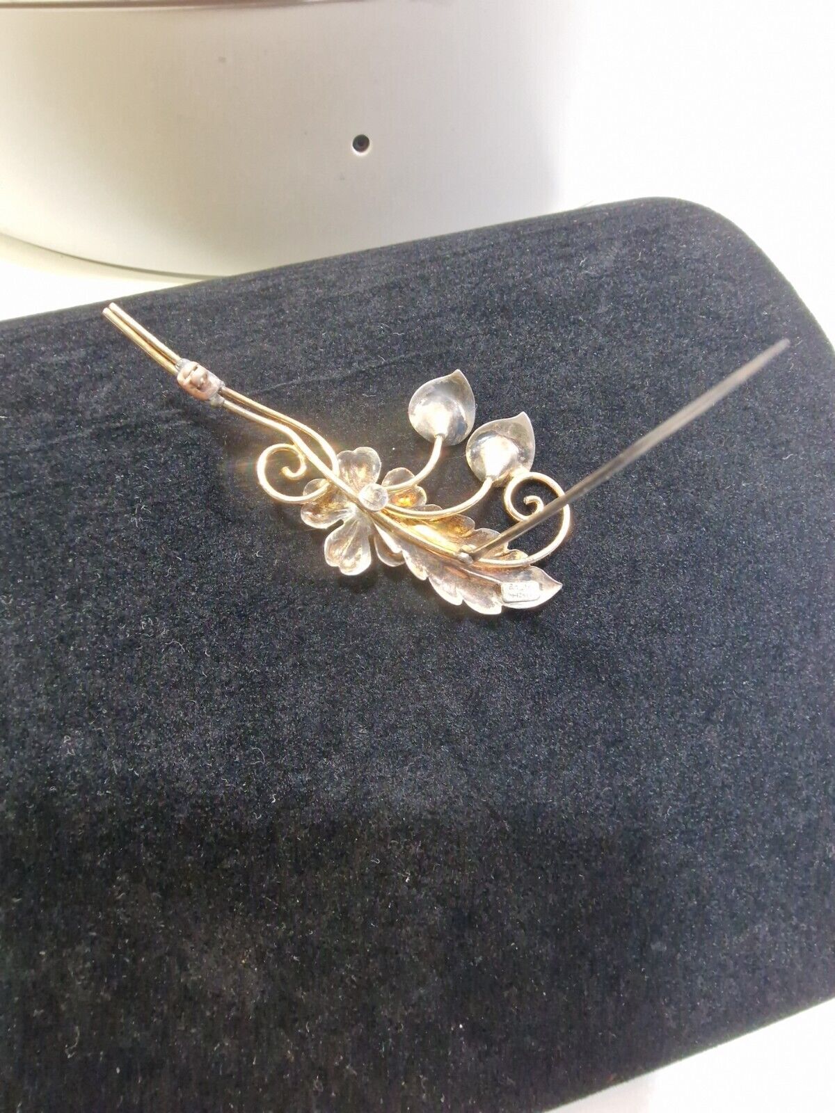 VTG Van Dell 1/20th 12K Gold Fill & Rhinestone Brooch, Silver? ! *66