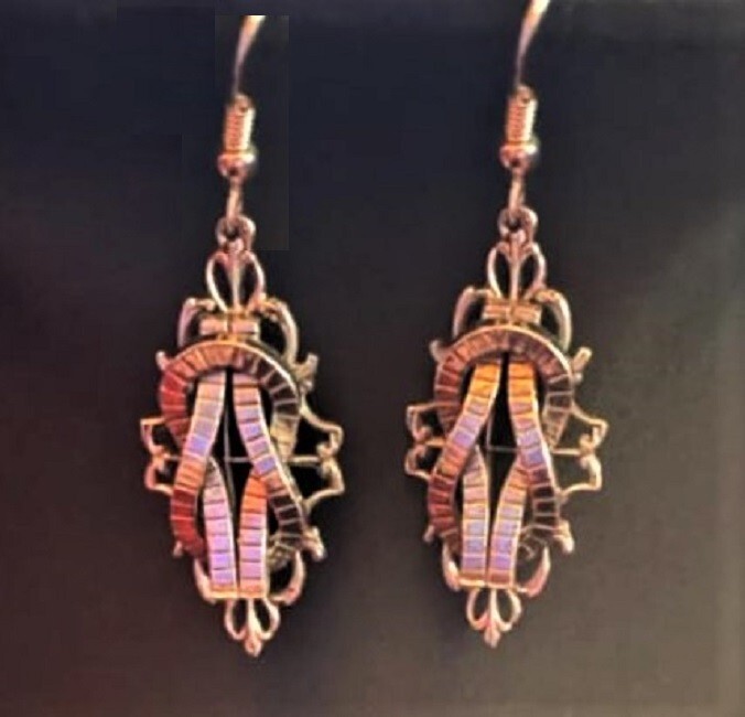 Antique Sterling Silver Dangle Filigree Drop Pierced Earrings Gorgeous Free Ship