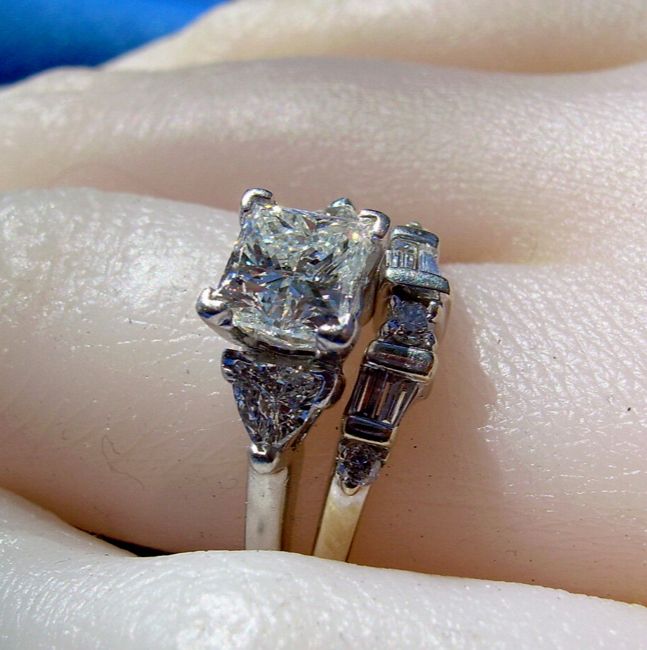 Original EARTH MINED DIAMOND Wedding Band Stack Design 14K WHITE GOLD Ring Guard