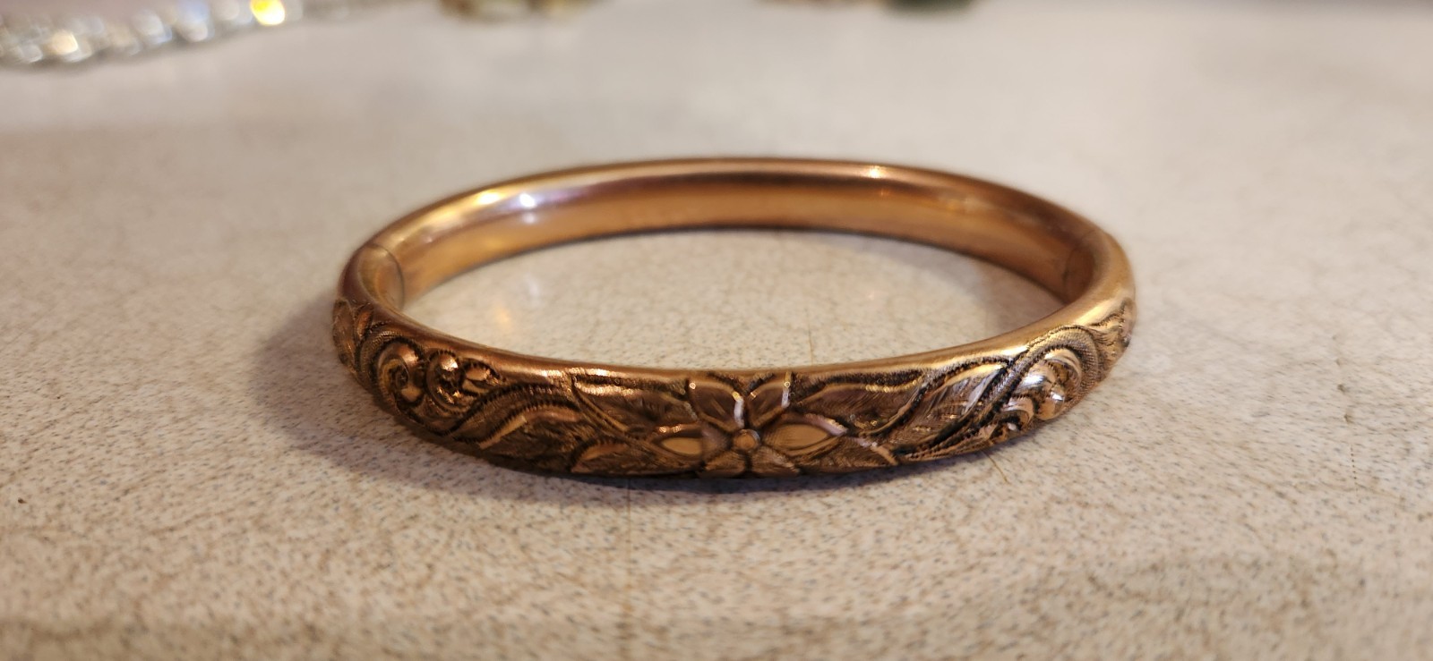 Antique Hinged Cuff WMC Stamped Bangle 1900’s Edward’s Gold Filled