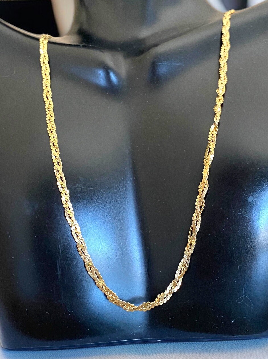 Vintage 14K Solid Italian Gold 17.75” 3mm Braided Necklace 6.4 grams!