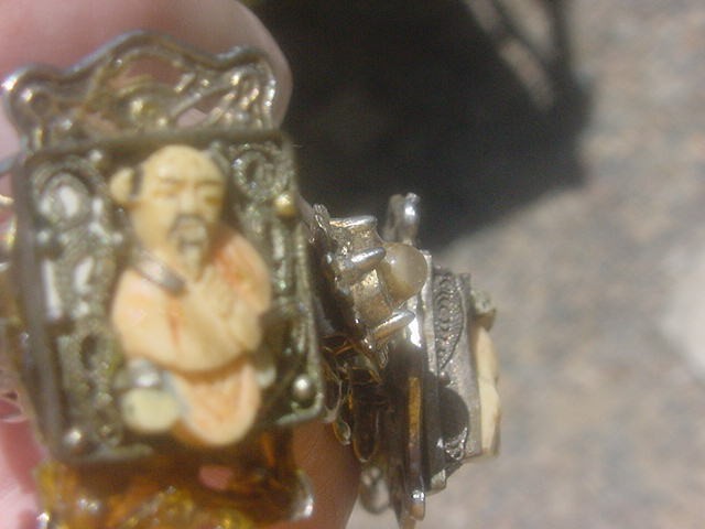 Jinn wishing genie blue Tara good luck talisman lucky charm bracelet Asian c1960