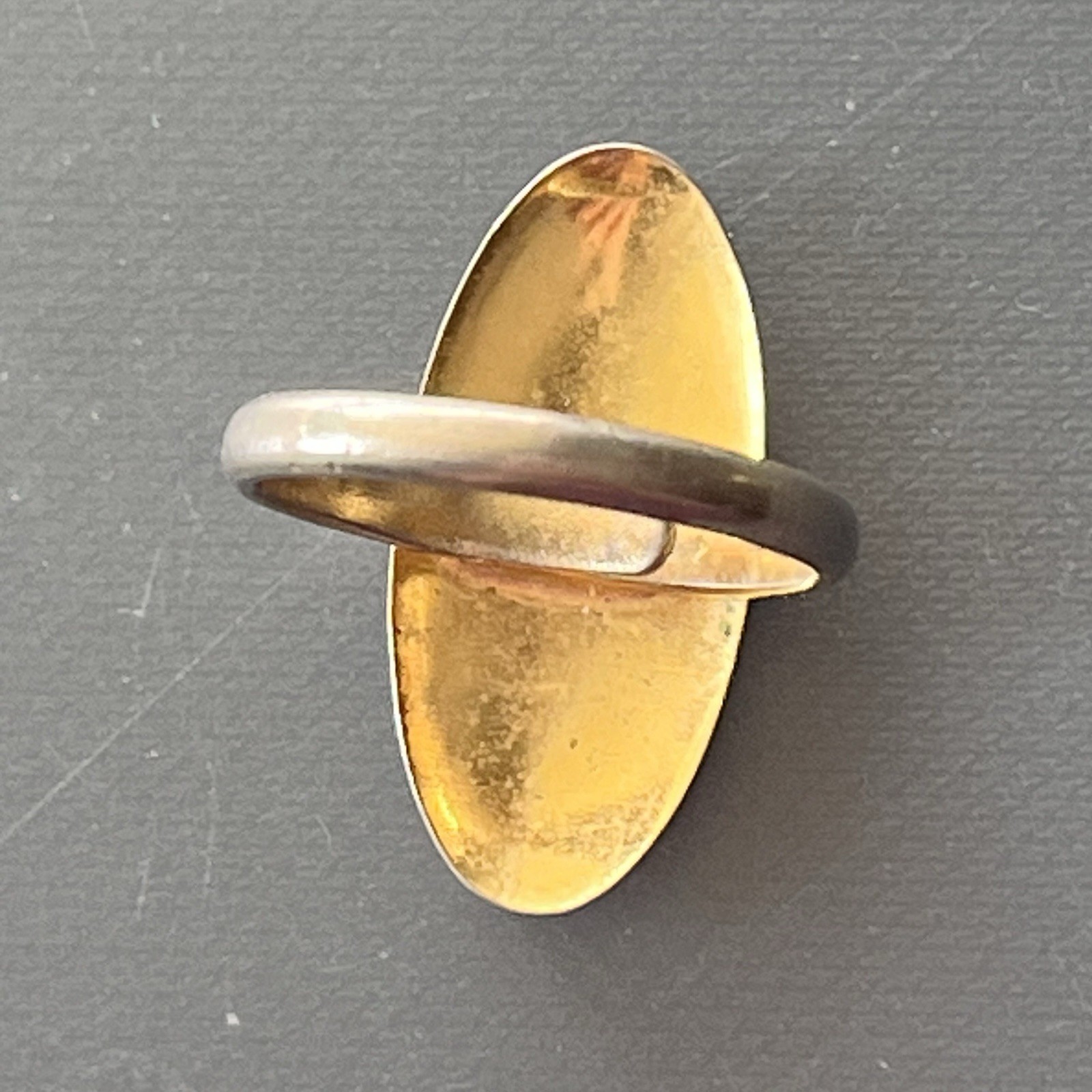 Vintage Monogram Signet Oval Yellow Gold Plated Ring Size 6 Adjustable Band