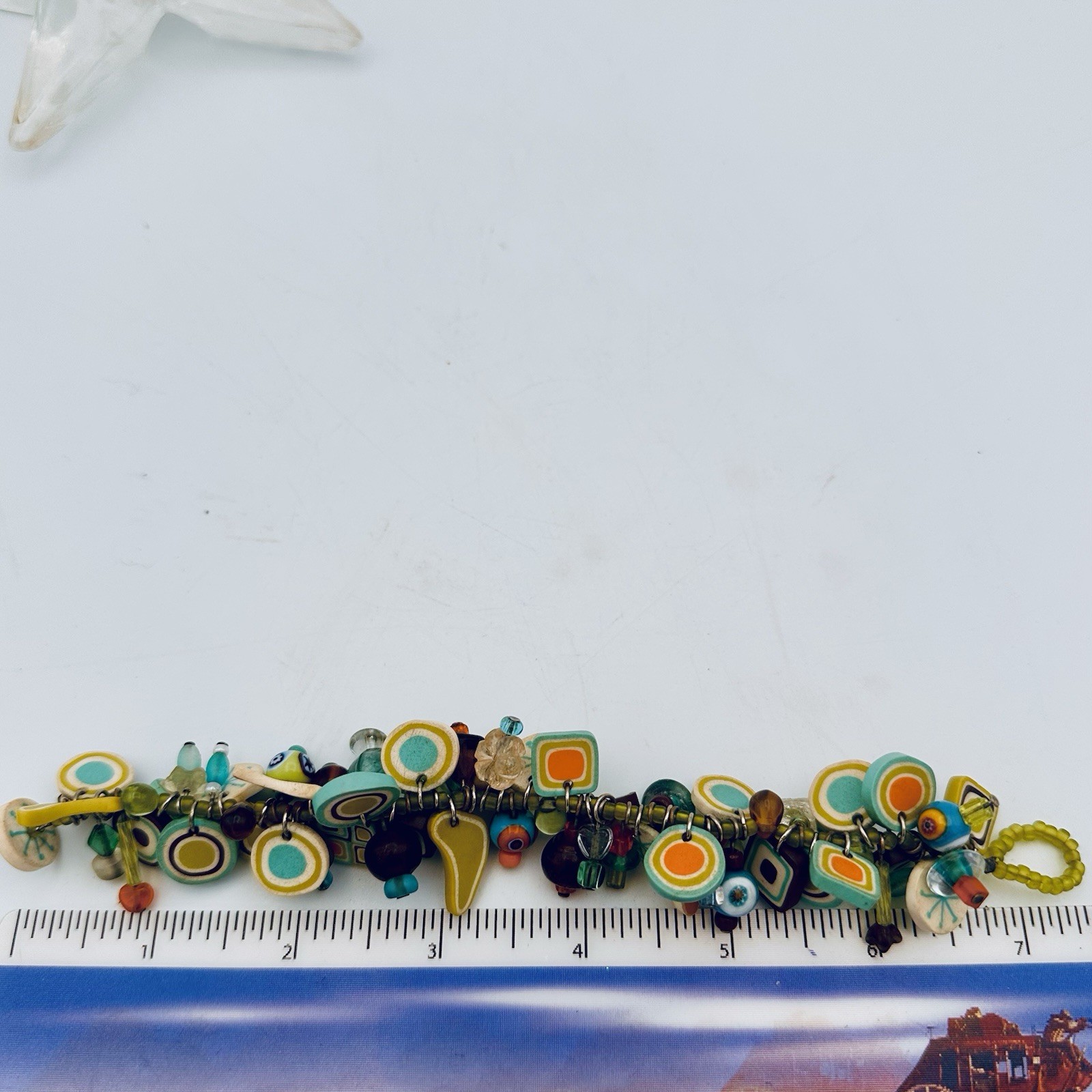 Vintage Style Mid-Century Modern Polymer Clay Bracelet Retro Geometric Art Glass