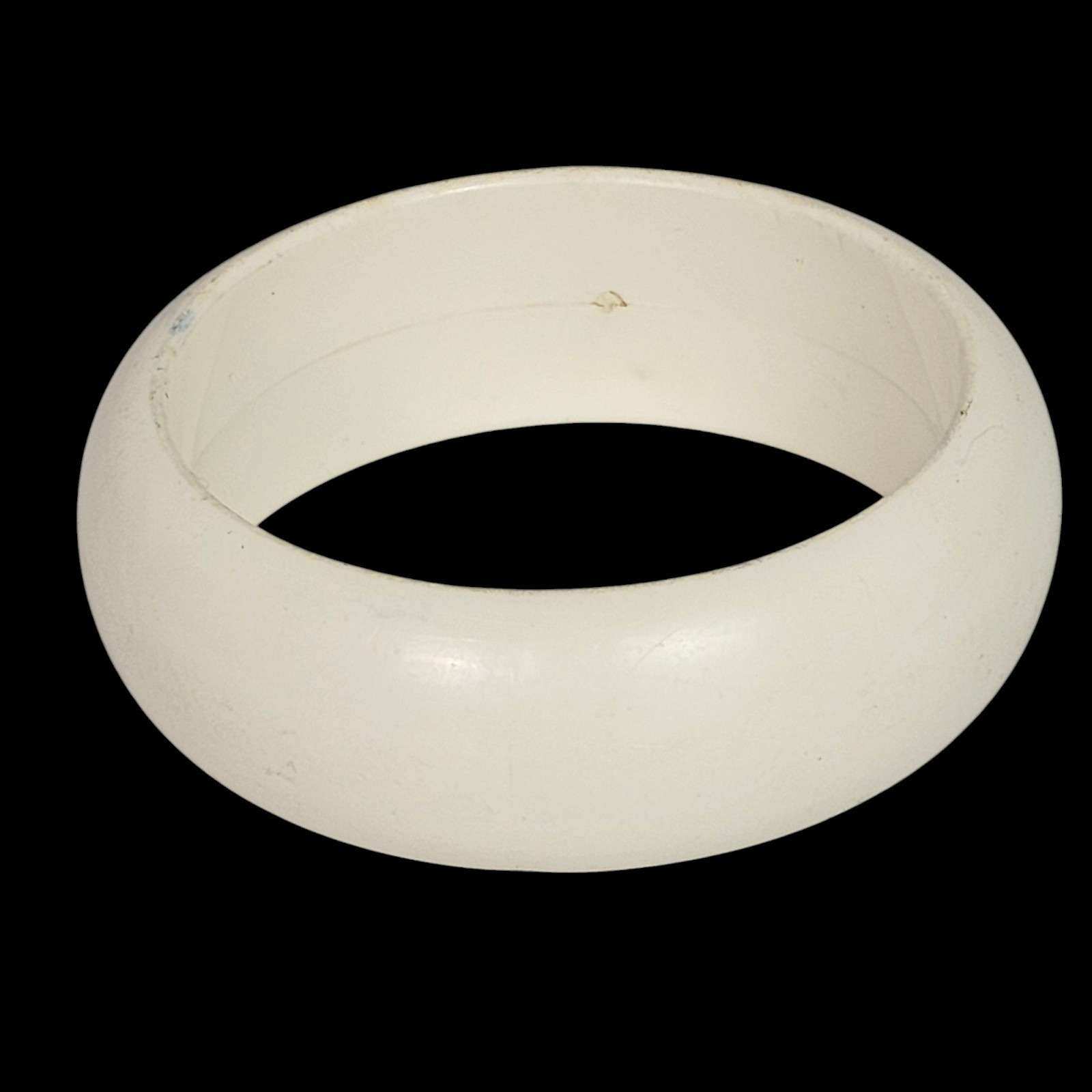 Vintage 80s Off White Bangle Bracelet Chunky Wide Band Costume Jewelry Hong Kong