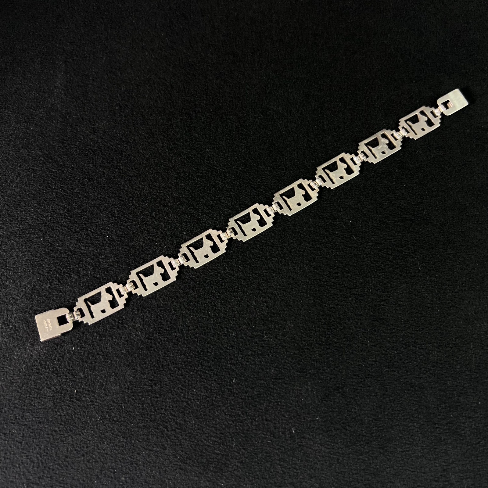 Sterling Silver Scottie Dog PanelBracelet 7.5″ .41g .925