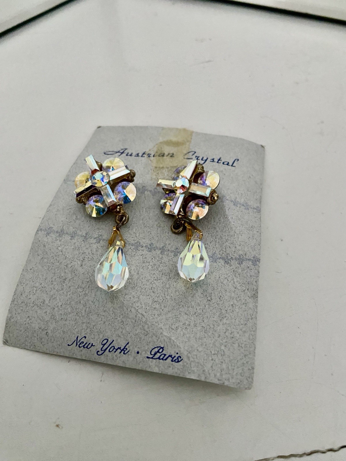 Vintage Australia Crystal Cluster Dangle Earrings