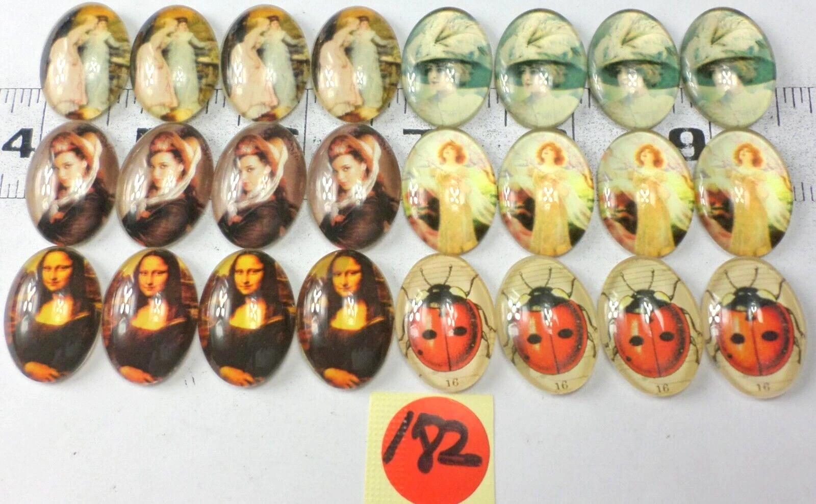 24 w/ 6 Different 25x18mm Glass Colorful Women Angels Mona Lisa Cameo Cabochon