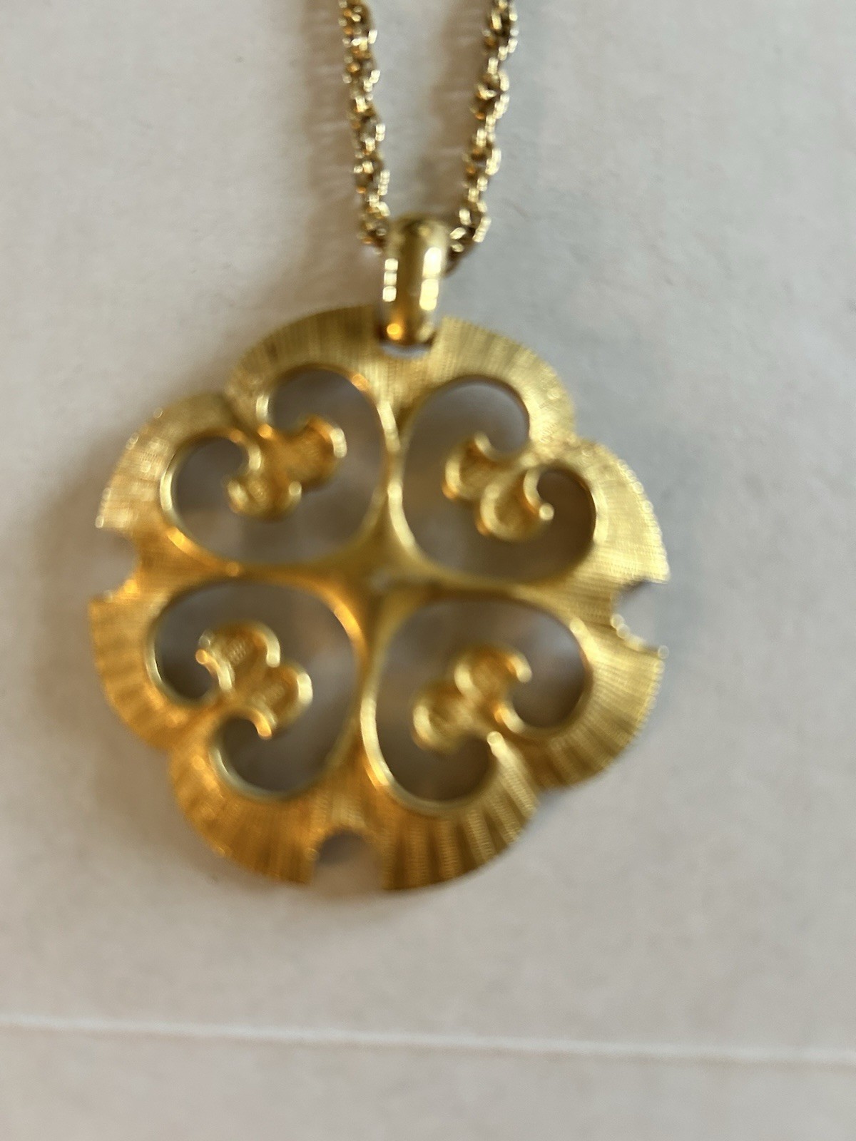 Crown Trifari Necklace 25 In VTG 1960s Estate Goldtone Pendant Signed