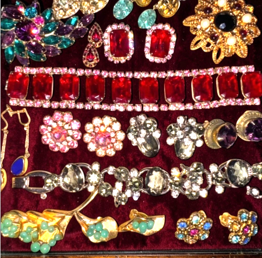 High End Rhinestone Vtg Jewelry Lot Kramer Juliana Coro Trifari Boucher Judy-Lee