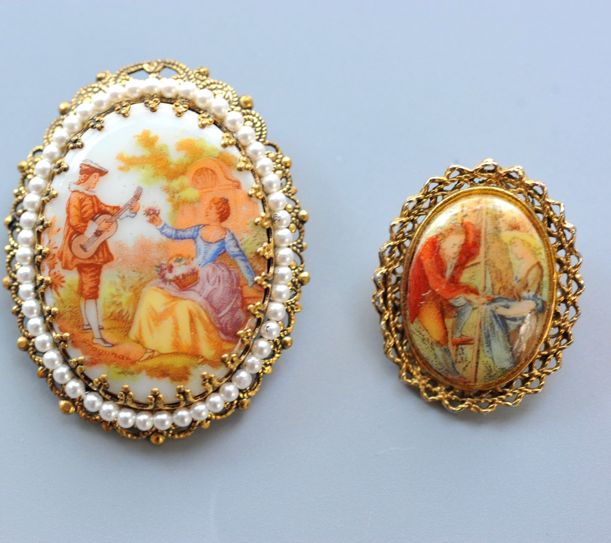 Vintage lot Cameo Style romantic Brooch Pin 1 signed West Germany PG25