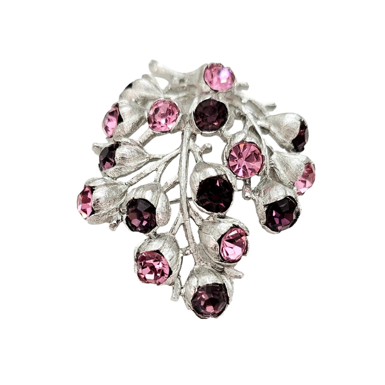 Sarah Coventry Pink Purple Rhinestone Wisteria Brooch, Signed L415