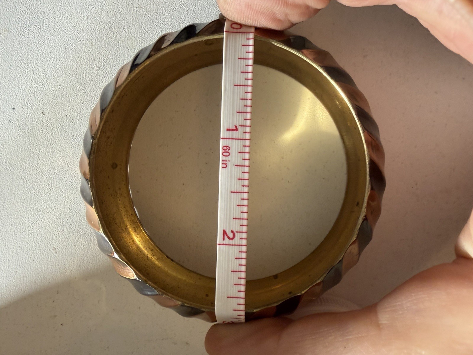 Vintage Wide 3 Tone Twisted Faceted Bangle Bracelet Heavy 71.20g