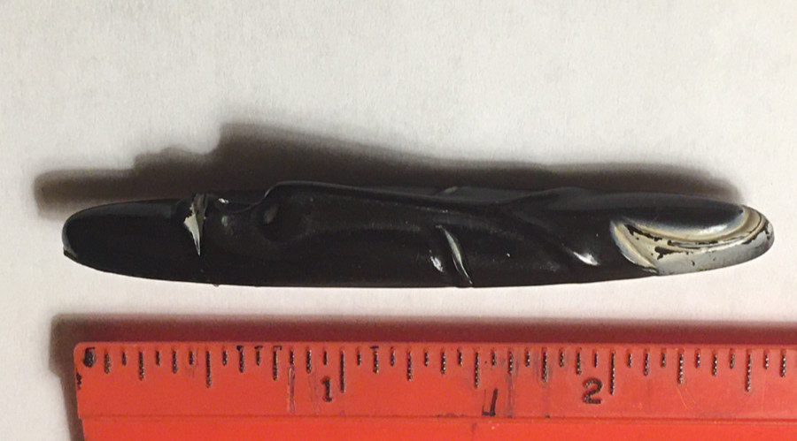 VINTAGE 2.5″ AFRICAN MASK ELONGATED HARD PLASTIC TRIBAL CELLULOID PIN BROOCH