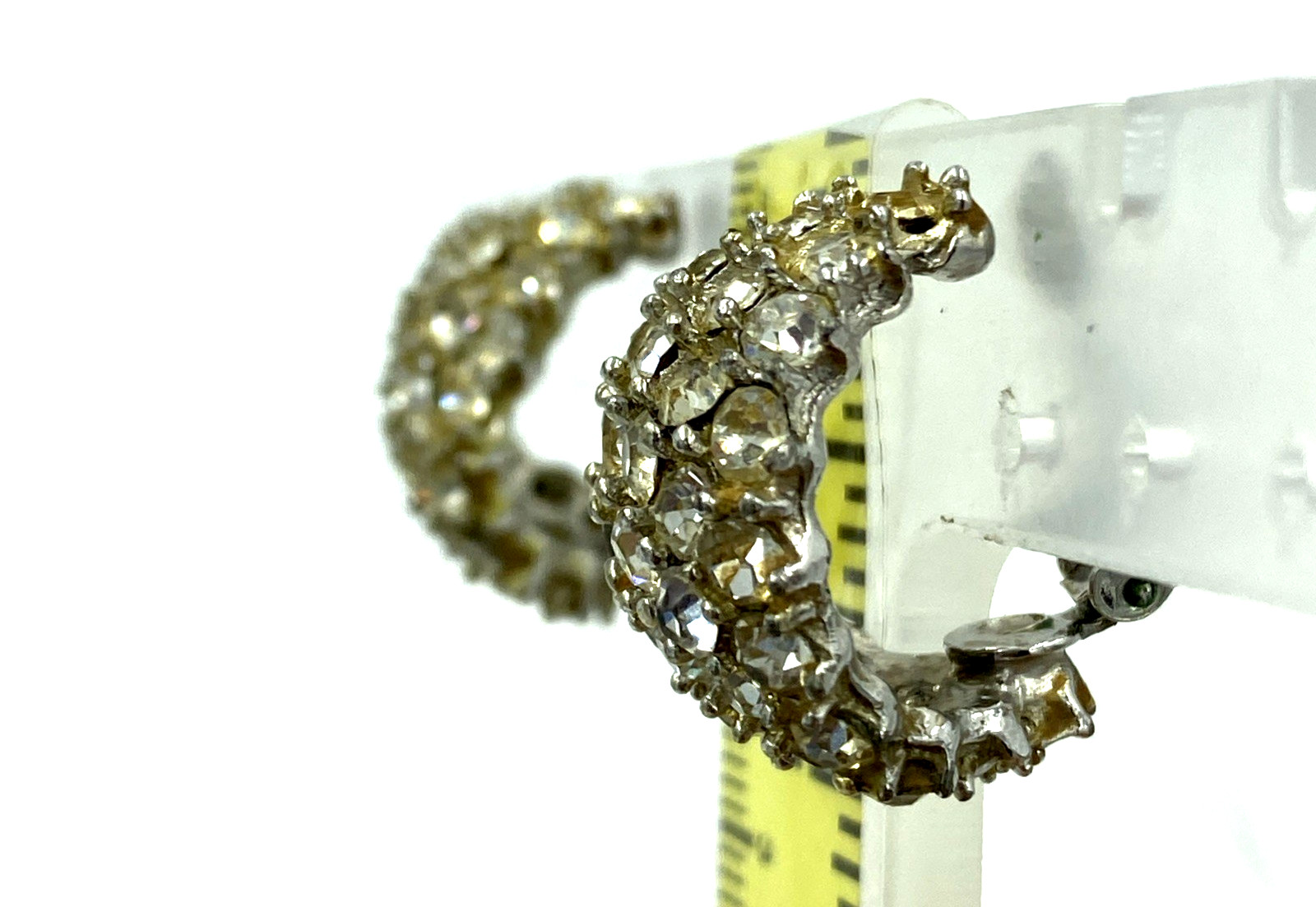 Vintage Rhinestone Clip-on Earrings Silver Tone Earrings for any Occasion Lot92