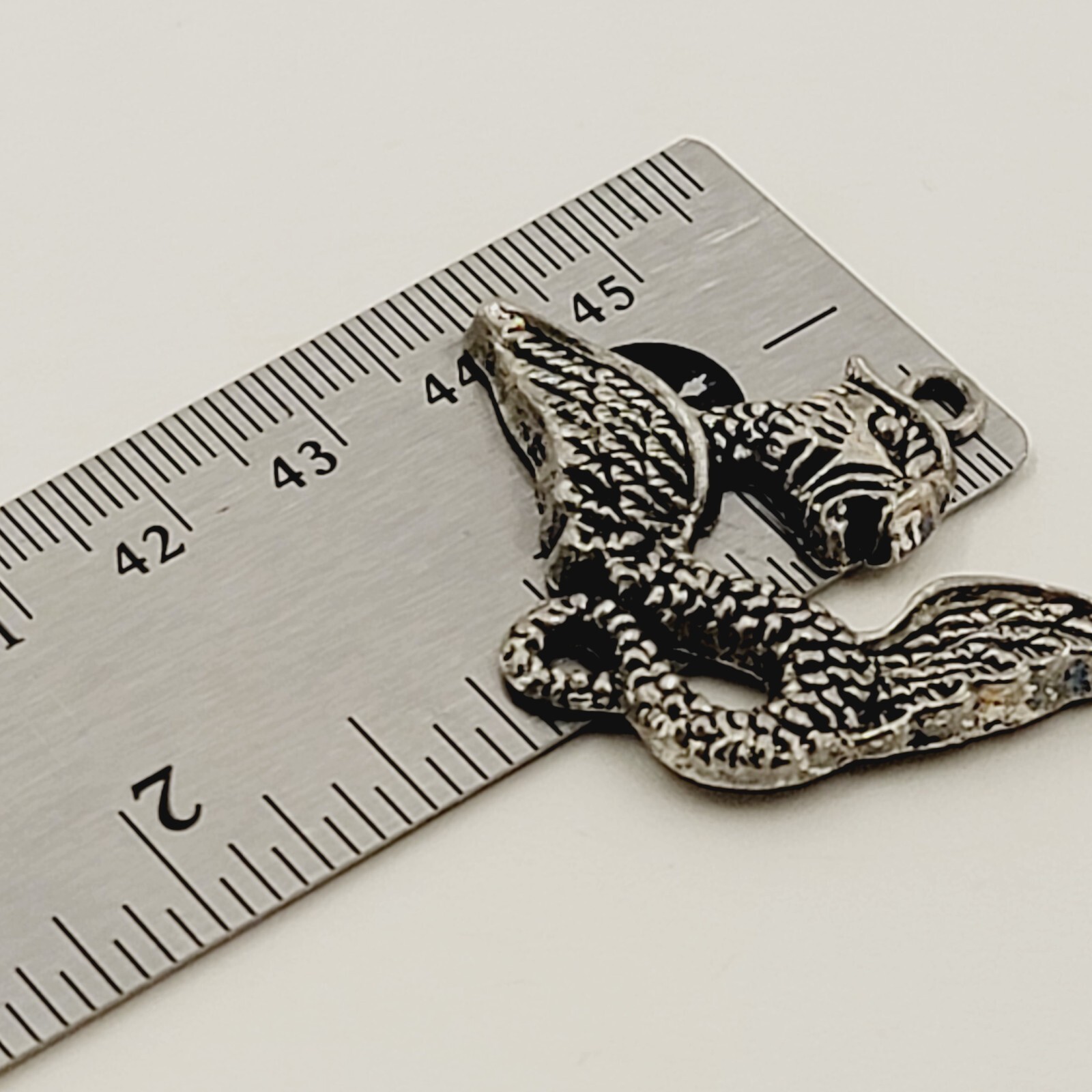 Vintage Pewter Griffin Pendant Double-Sided Winged Mythical Creature