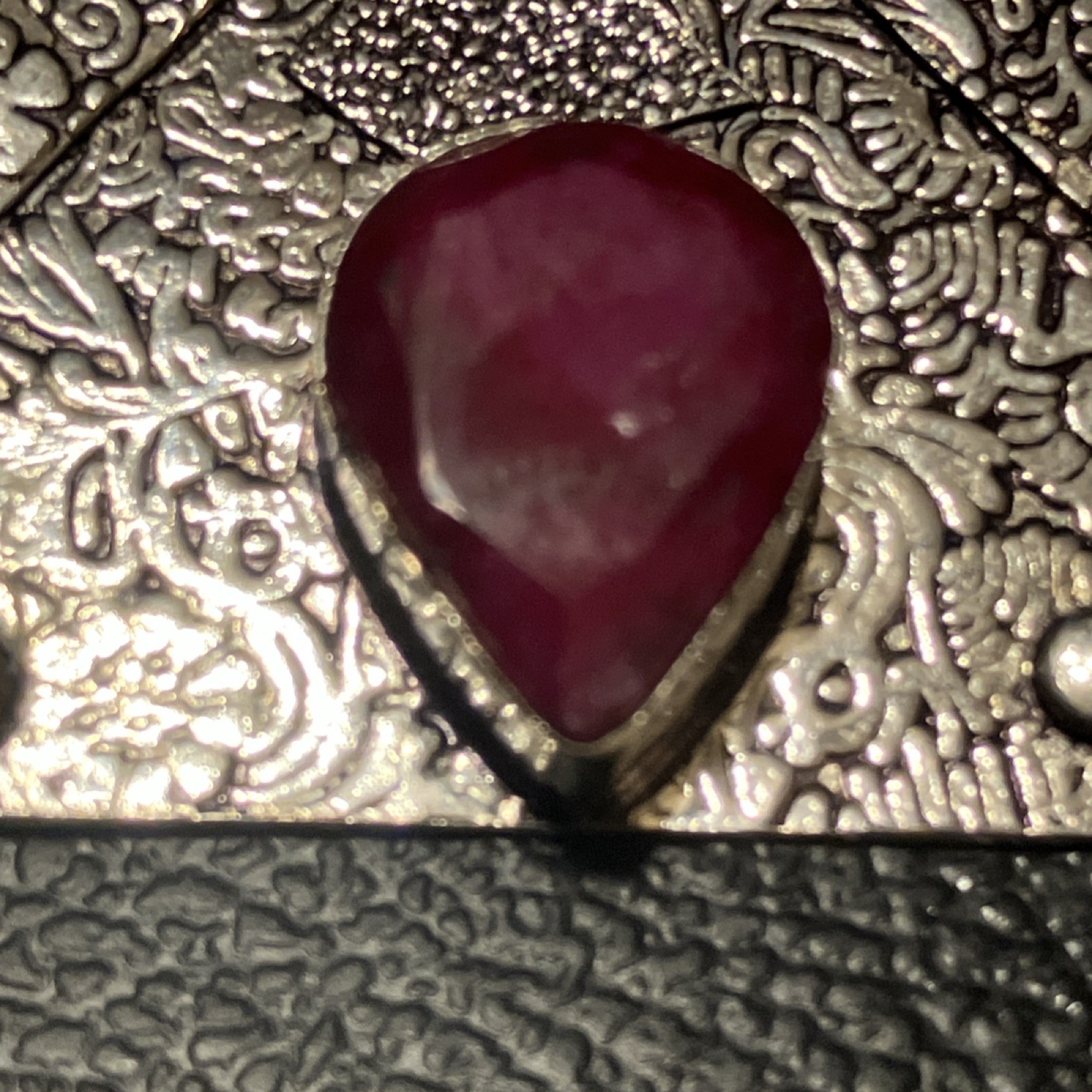 Vintage Sterling 925 Faceted Ruby Gemstones Bezel Setting 2.3” x 1.5” New