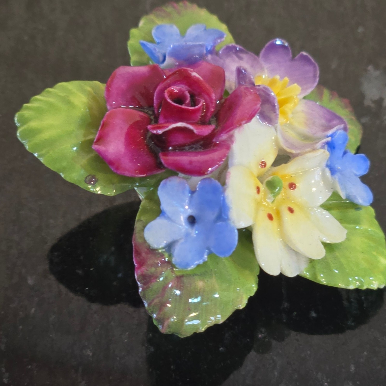 Vintage Bone China Floral Brooch Made In England Collectible Staffordshire pin