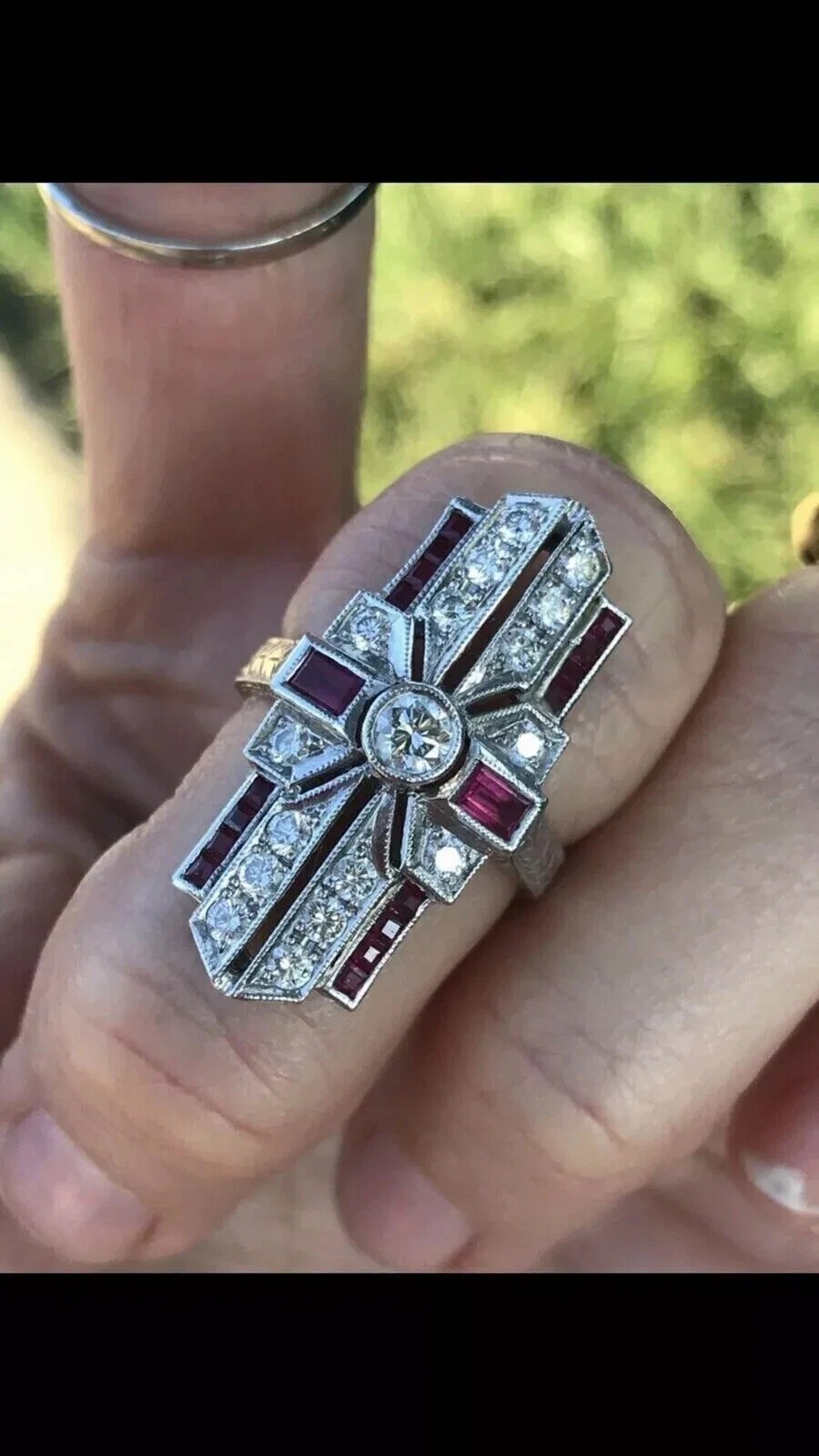 1.95Ct Art Deco Style Lab Created Diamond Anniversary 14K White Gold Finish Ring
